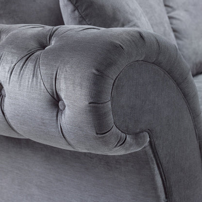 Button-Tufted Scroll Arms